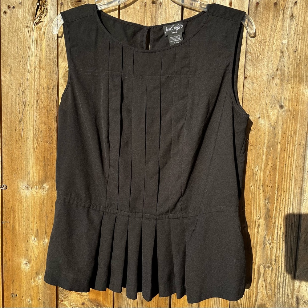 Lord & Taylor Petite Black Pleated Blouse
